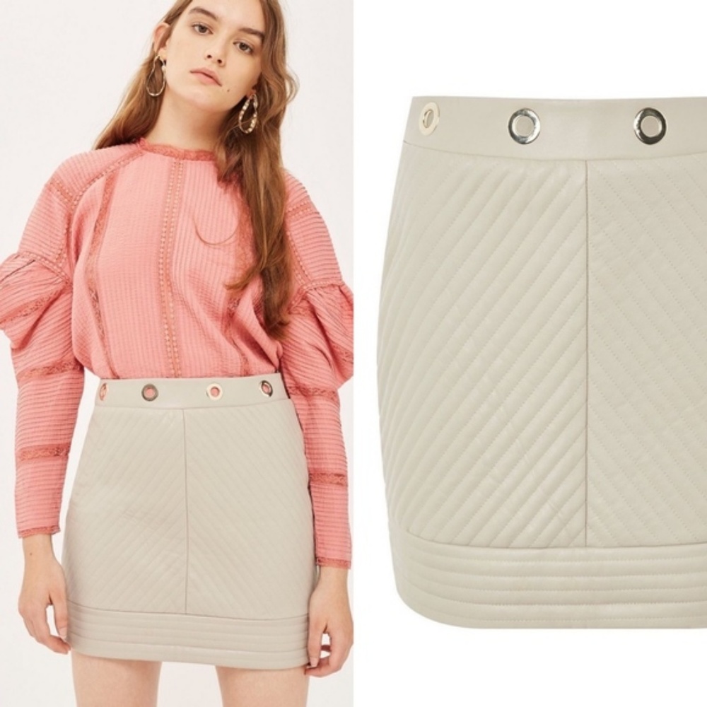Topshop Quilted Eyelet Mini Skirt Vegan Hardware